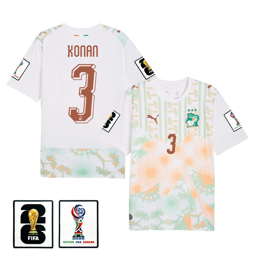 Ghislain Konan 3 Ivory Coast National Team 2026 Away Jersey - White, Men