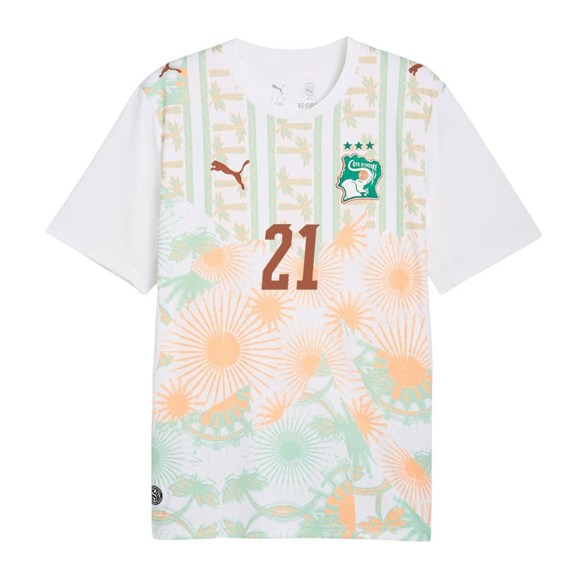 Evan N'Dicka 21 Ivory Coast National Team 2026 Away Jersey - White, Men
