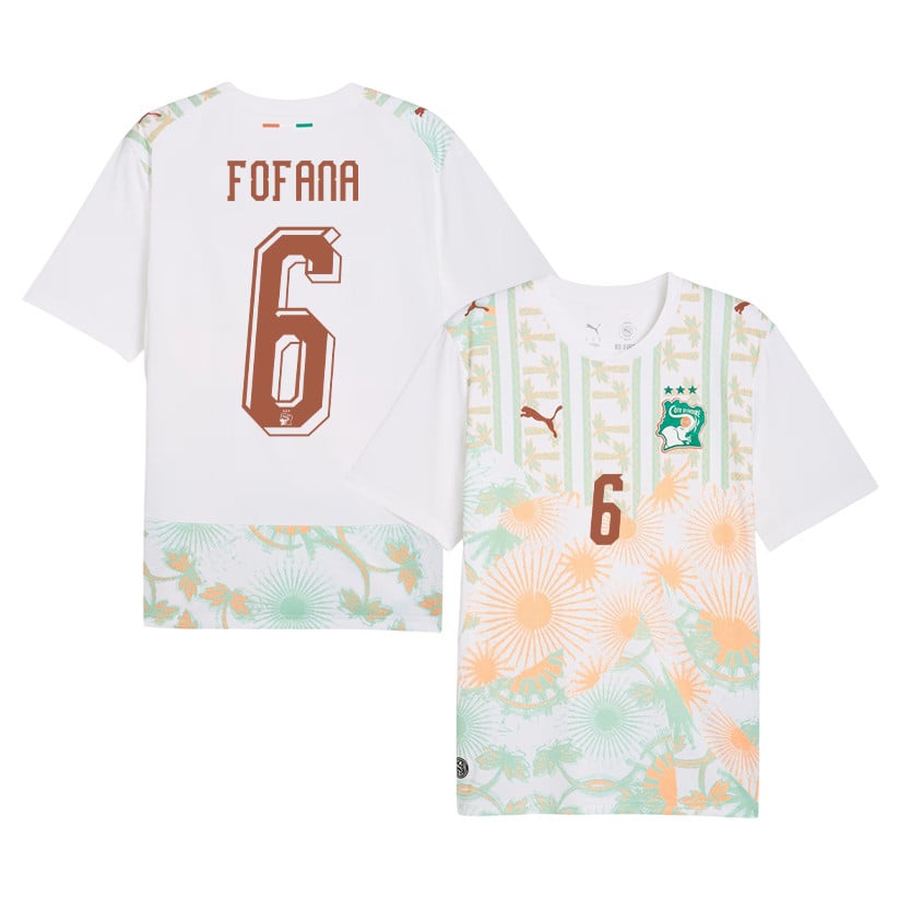 Seko Fofana 6 Ivory Coast National Team 2026 Away Jersey - White, Men