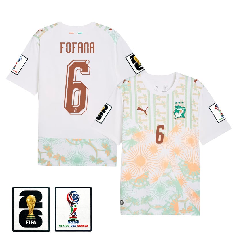 Seko Fofana 6 Ivory Coast National Team 2026 Away Jersey - White, Men