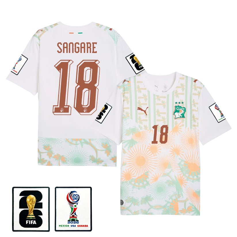 Ibrahim Sangare 18 Ivory Coast National Team 2026 Away Jersey - White, Men