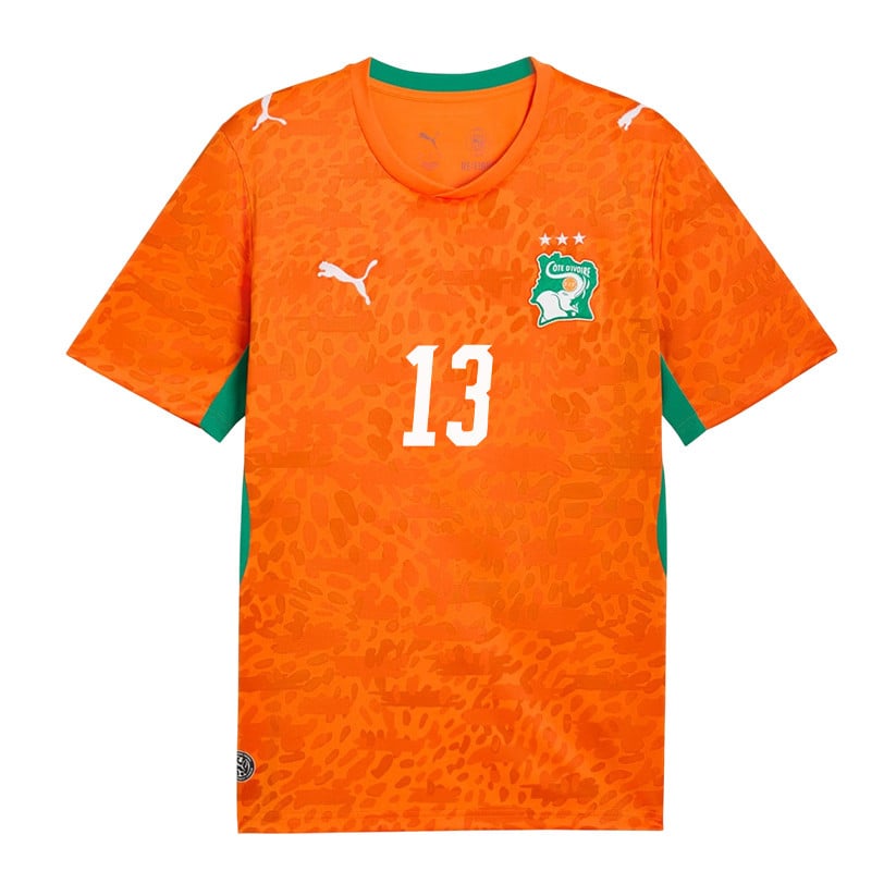 Jérémie Boga 13 Ivory Coast National Team 2026 Home Jersey - Orange, Men