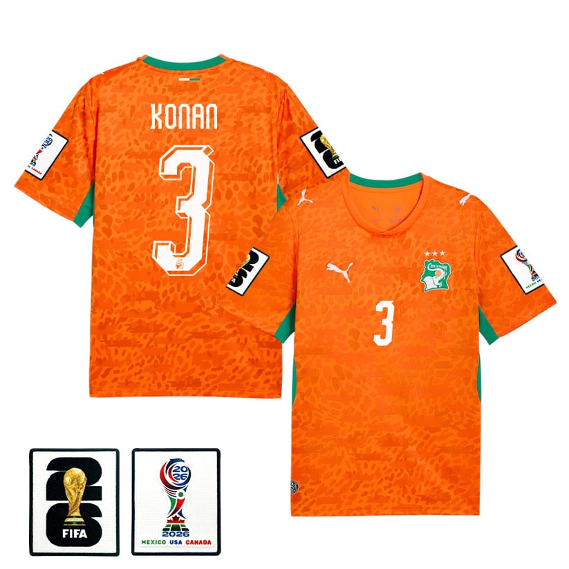 Ghislain Konan 3 Ivory Coast National Team 2026 Home Jersey - Orange, Men