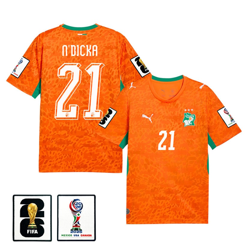 Evan N'Dicka 21 Ivory Coast National Team 2026 Home Jersey - Orange, Men