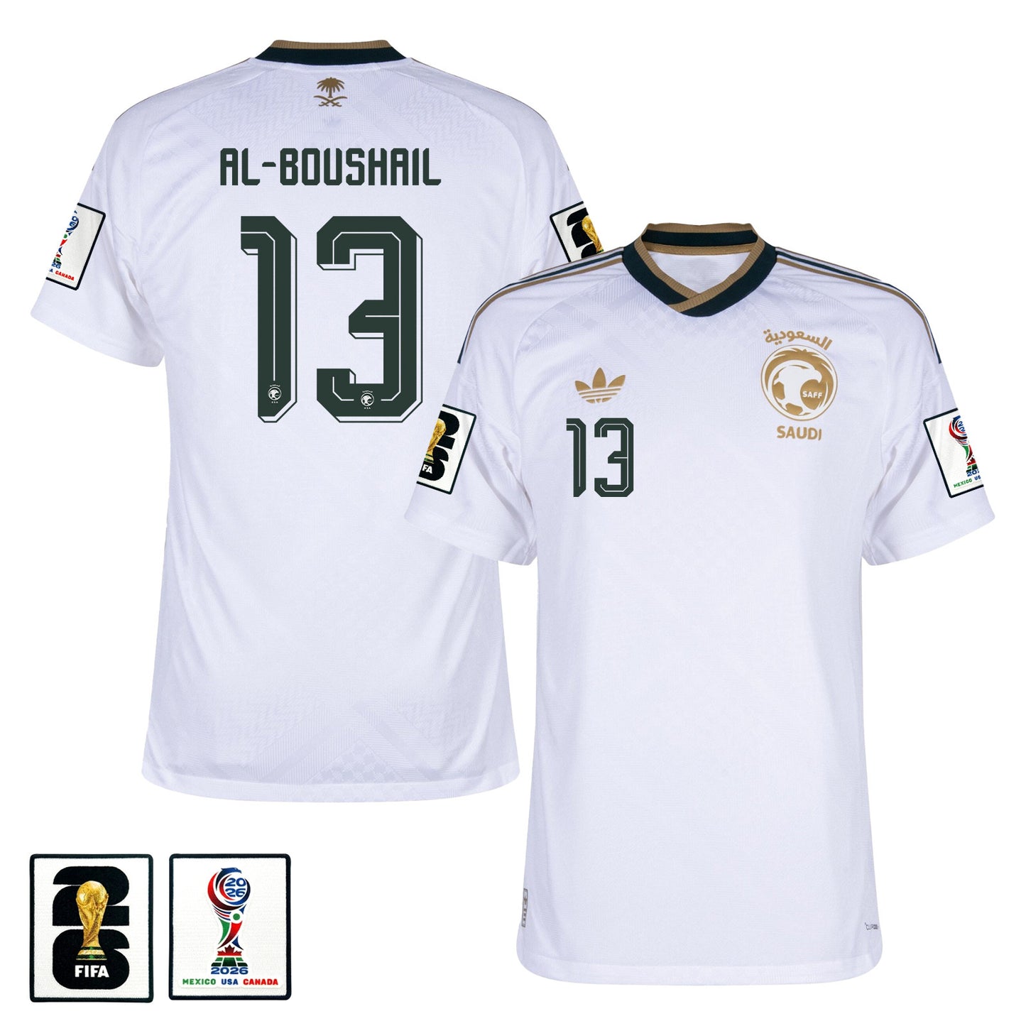 Nawaf Al-Boushail 13 Saudi Arabia National Team 2026 Away Jersey - White, Men