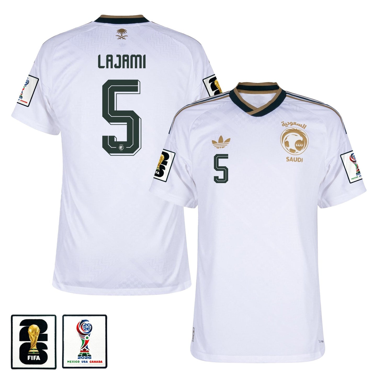 Ali Lajami 5 Saudi Arabia National Team 2026 Away Jersey - White, Men