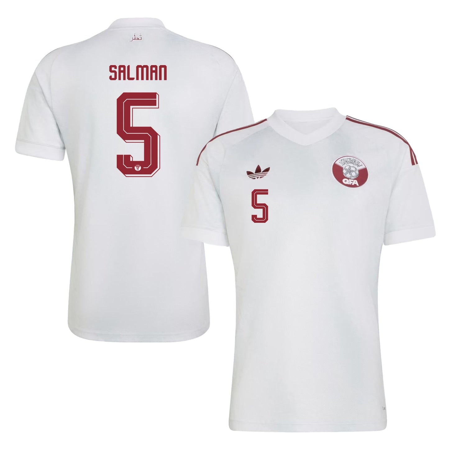 Tarek Salman 5 Qatar National Team 2026 Away Jersey - White, Men