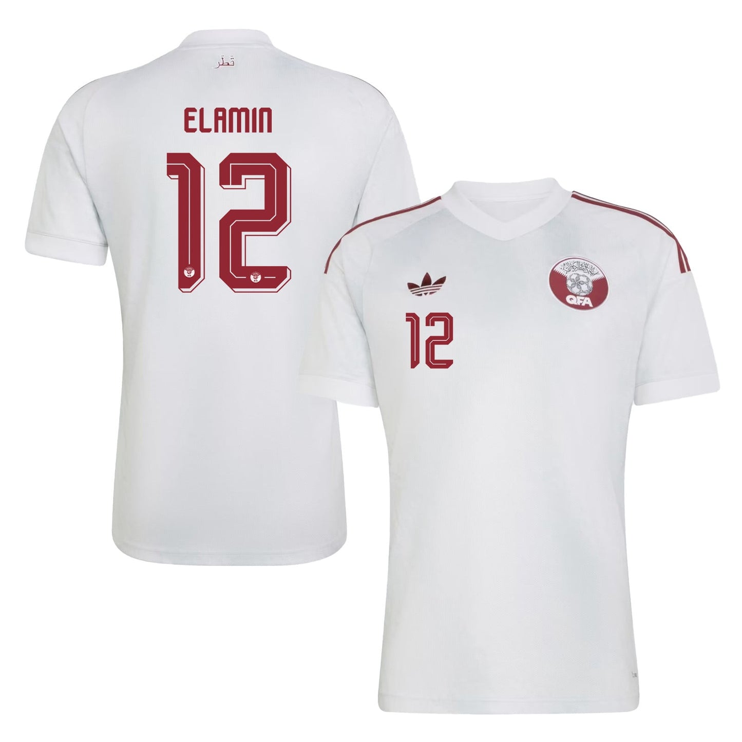 Homam Elamin 12 Qatar National Team 2026 Away Jersey - White, Men