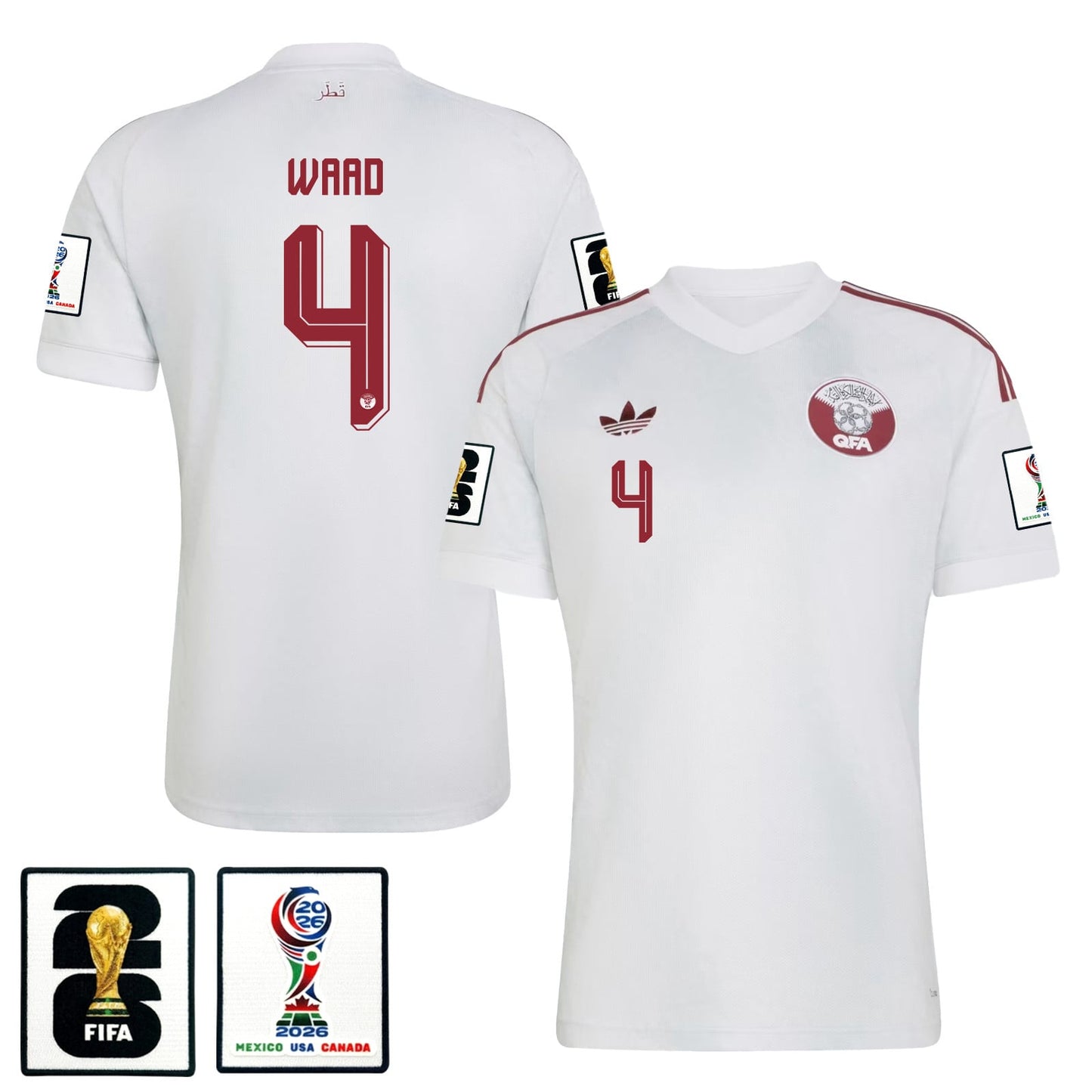 Mohammed Waad 4 Qatar National Team 2026 Away Jersey - White, Men