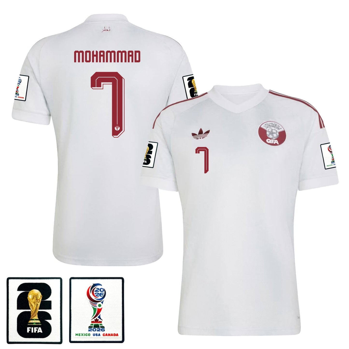 Ismael Mohammad 7 Qatar National Team 2026 Away Jersey - White, Men
