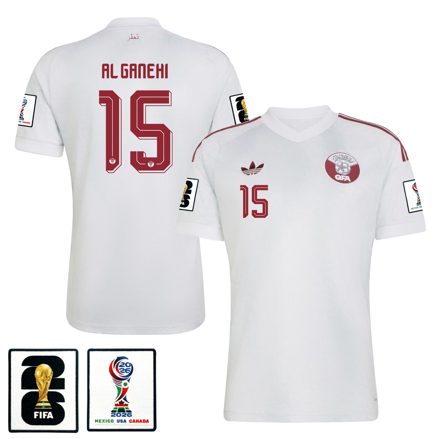 Ahmed Al Ganehi 15 Qatar National Team 2026 Away Jersey - White, Men