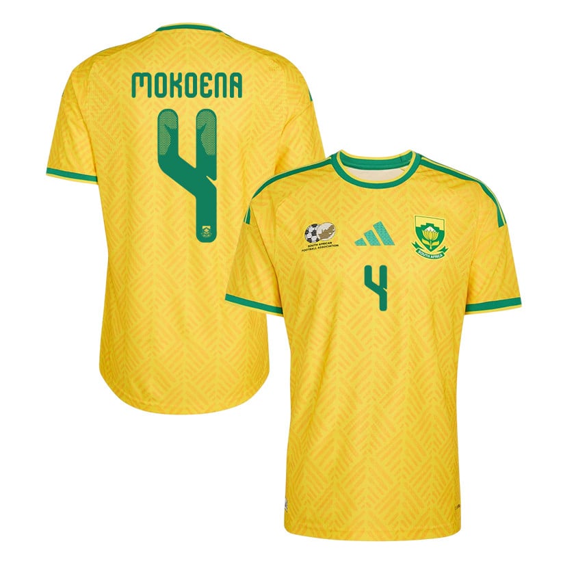 Teboho Mokoena 4 South Africa National Team 2026 Home Jersey - Yellow, Men