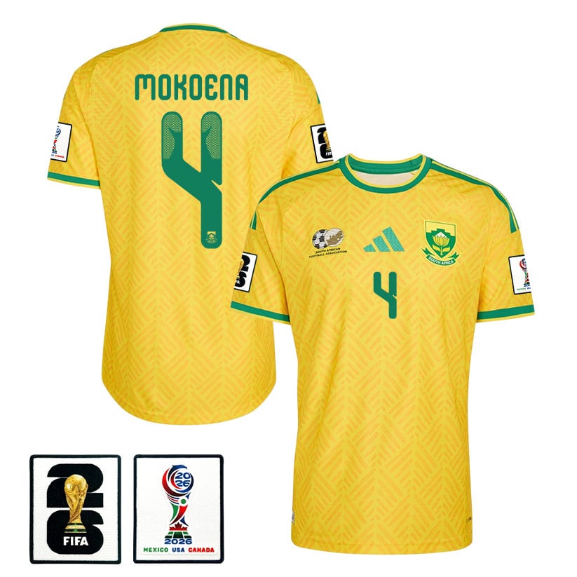 Teboho Mokoena 4 South Africa National Team 2026 Home Jersey - Yellow, Men