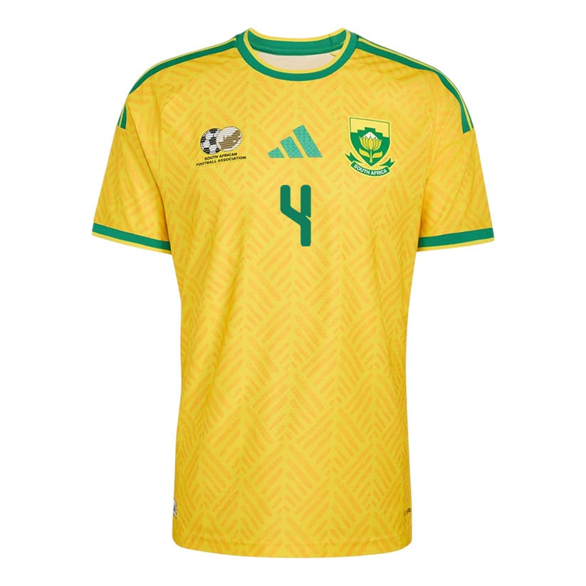Teboho Mokoena 4 South Africa National Team 2026 Home Jersey - Yellow, Men