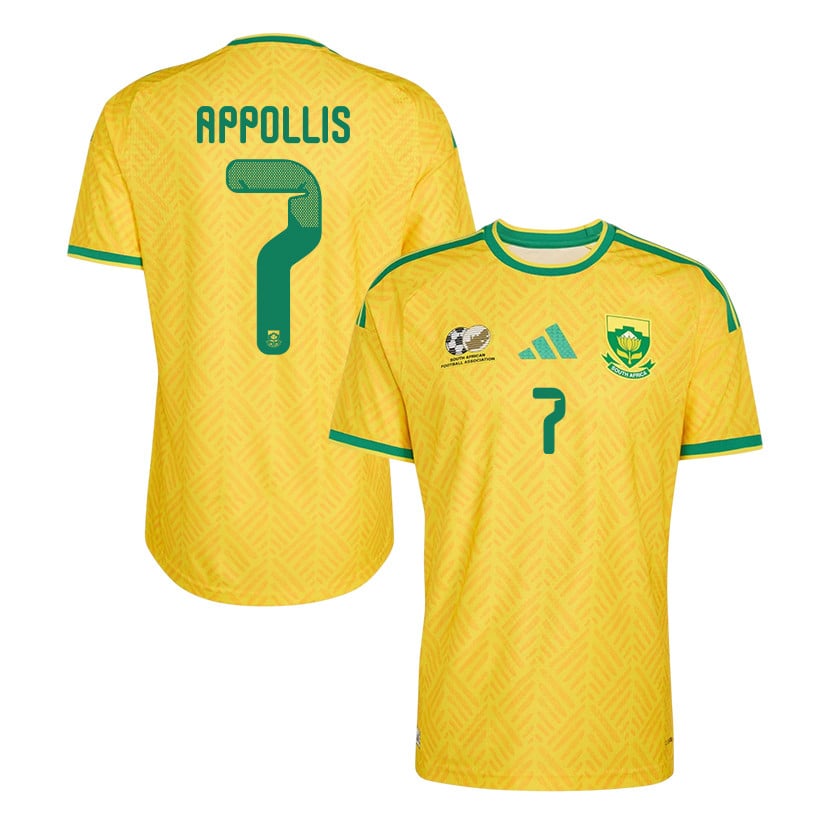 Oswin Appollis 7 South Africa National Team 2026 Home Jersey - Yellow, Men