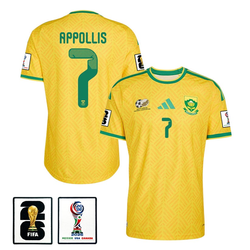 Oswin Appollis 7 South Africa National Team 2026 Home Jersey - Yellow, Men
