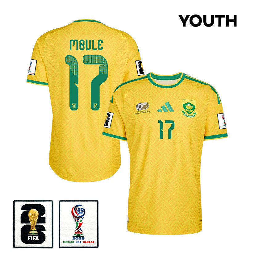 Sipho Mbule 17 Youth South Africa National Team 2026 Home Jersey - Yellow