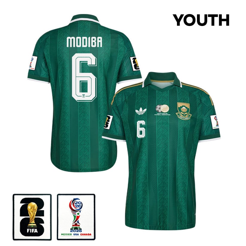 Maphosa Modiba 6 Youth South Africa National Team 2026 Away Jersey - Green