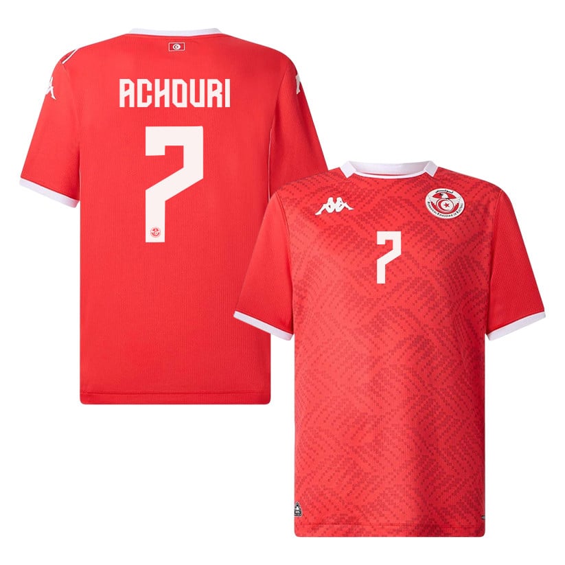 Elias Achouri 7 Tunisia National Team 2026 Home Jersey - Red, Men