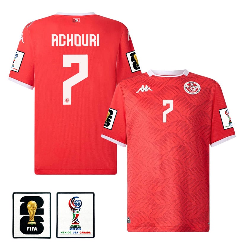 Elias Achouri 7 Tunisia National Team 2026 Home Jersey - Red, Men