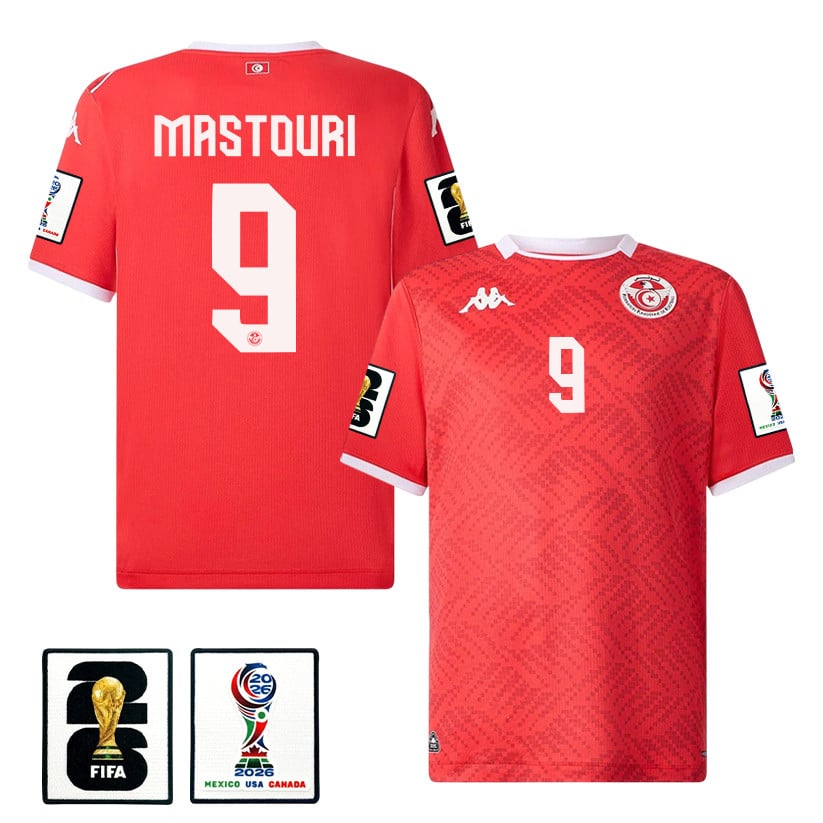 Hazem Mastouri 9 Tunisia National Team 2026 Home Jersey - Red, Men