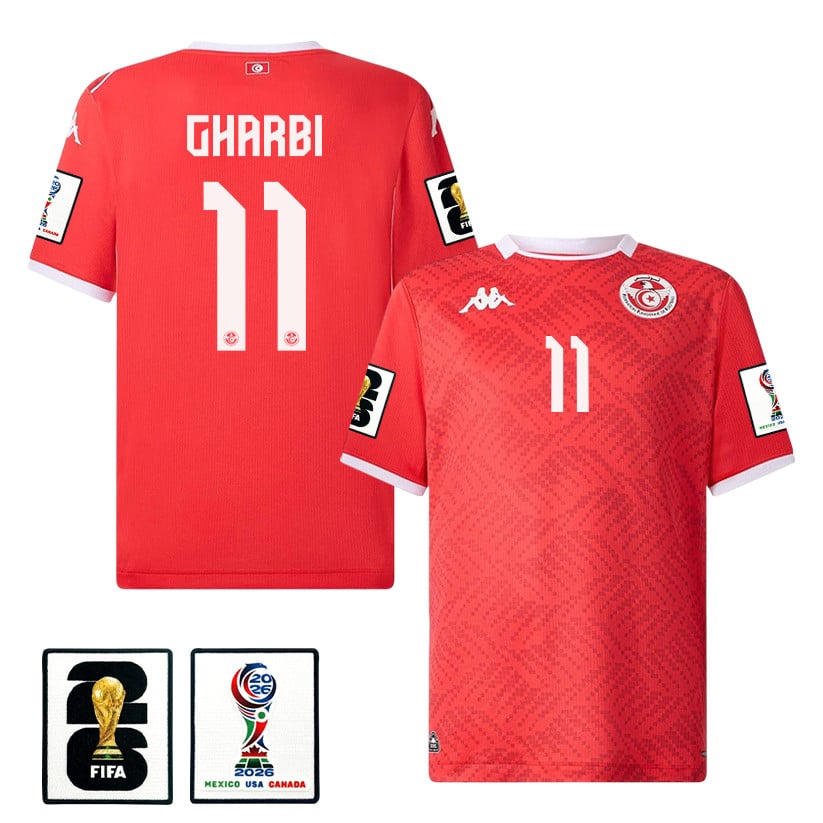 Ismael Gharbi 11 Tunisia National Team 2026 Home Jersey - Red, Men