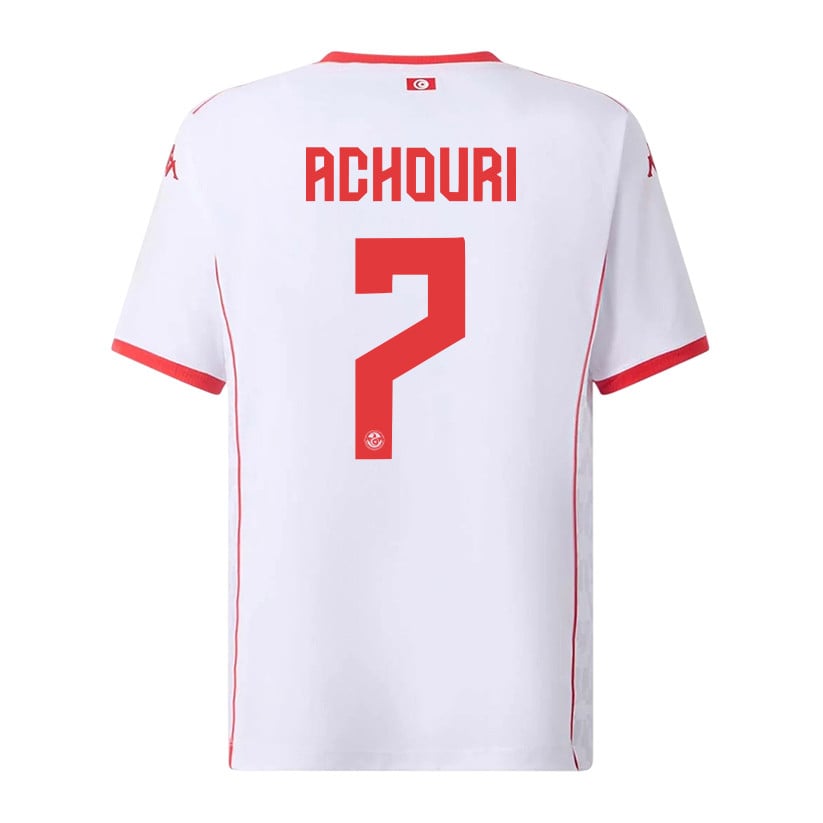 Elias Achouri 7 Tunisia National Team 2026 Away Jersey - White, Men