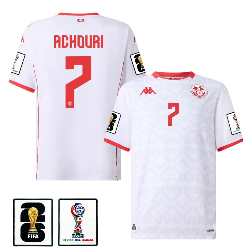 Elias Achouri 7 Tunisia National Team 2026 Away Jersey - White, Men