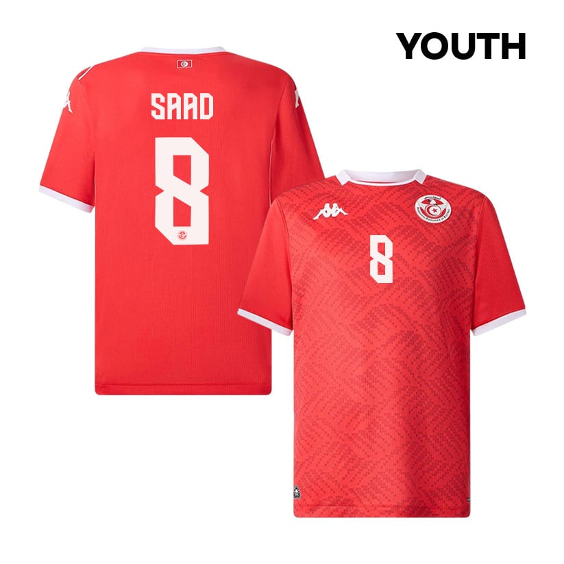 Elias Saad 8 Youth Tunisia National Team 2026 Home Jersey - Red