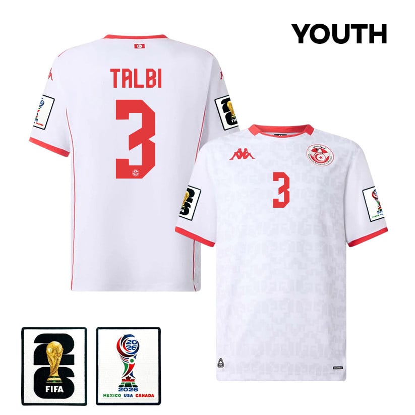 Montassar Talbi 3 Youth Tunisia National Team 2026 Away Jersey - White