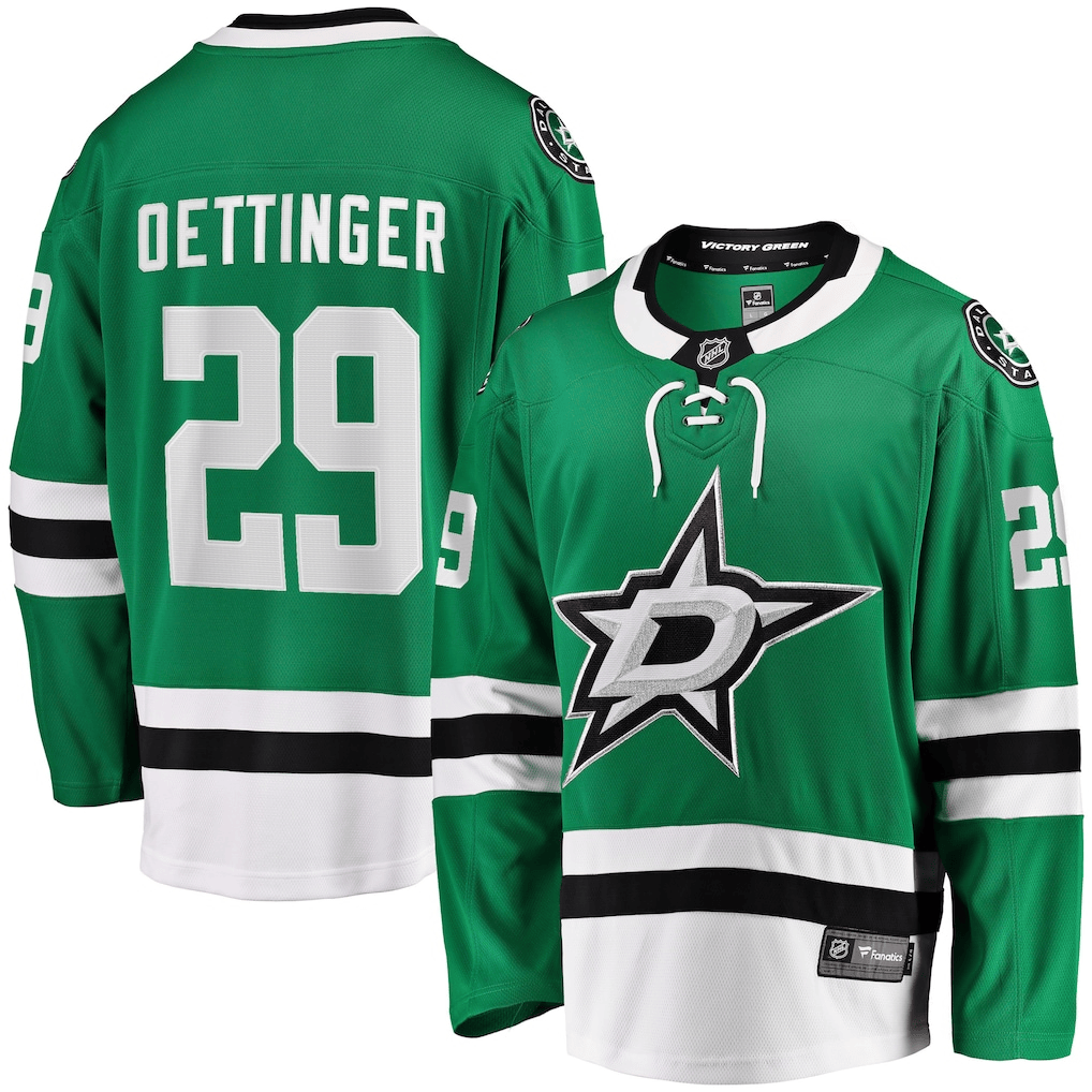 Jake Oettinger 29 Dallas Stars Home Breakaway Men Jersey - Kelly Green