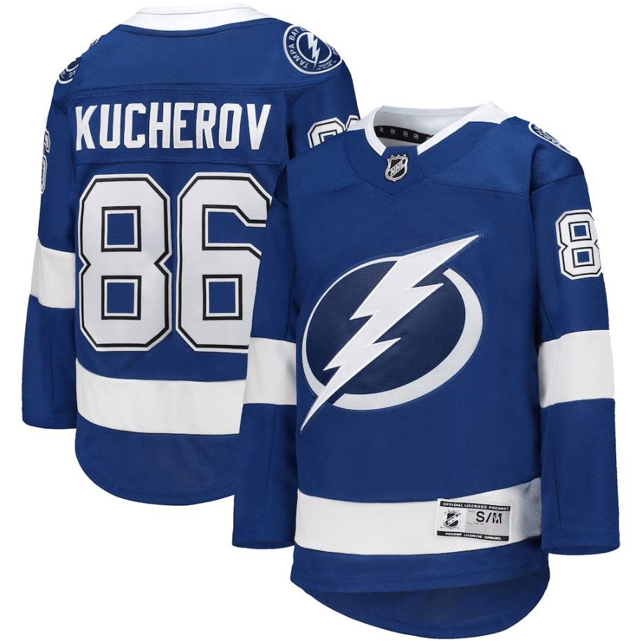 Nikita Kucherov 86 Tampa Bay Lightning YOUTH Home Premier Player Jersey - Blue