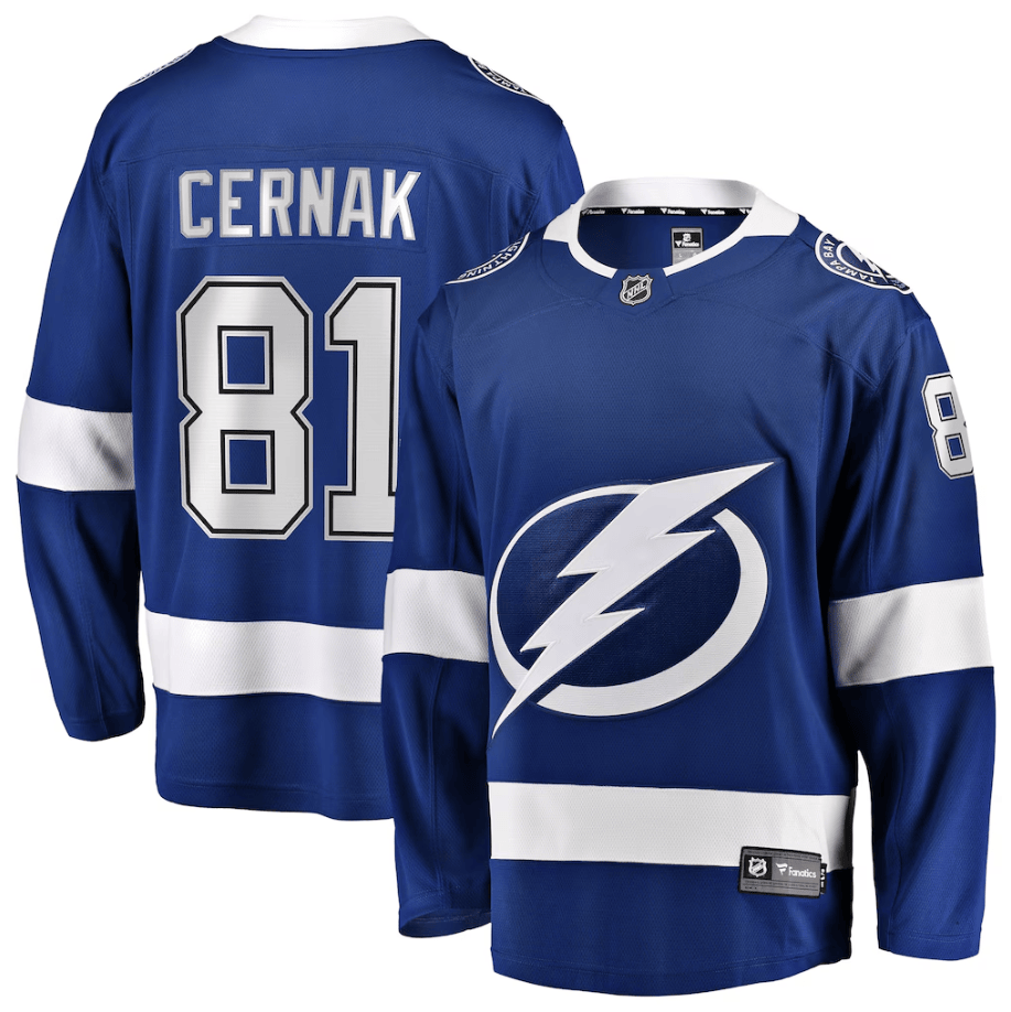 Erik Cernak 81 Tampa Bay Lightning Home Breakaway Player Jersey - Blue