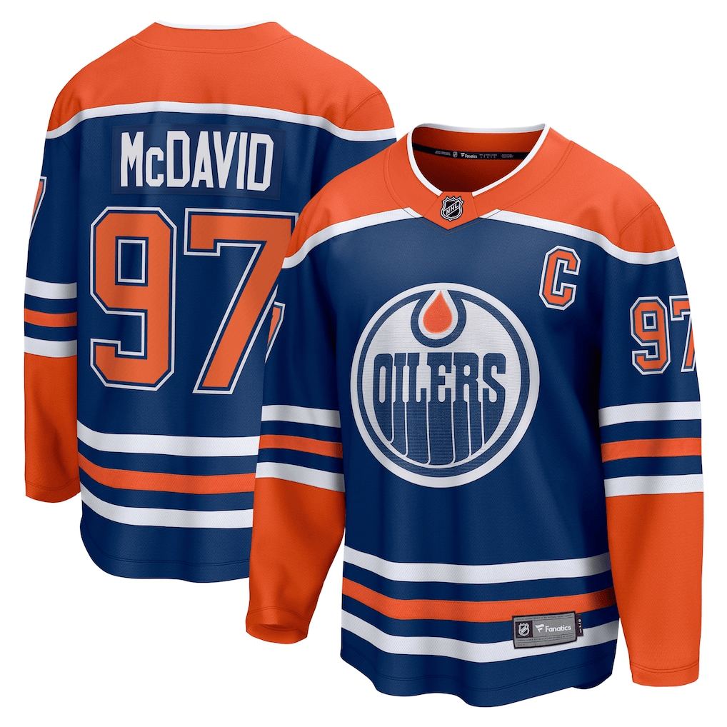 Connor McDavid 97 Edmonton Oilers Home Breakaway Men Jersey - Royal/Orange
