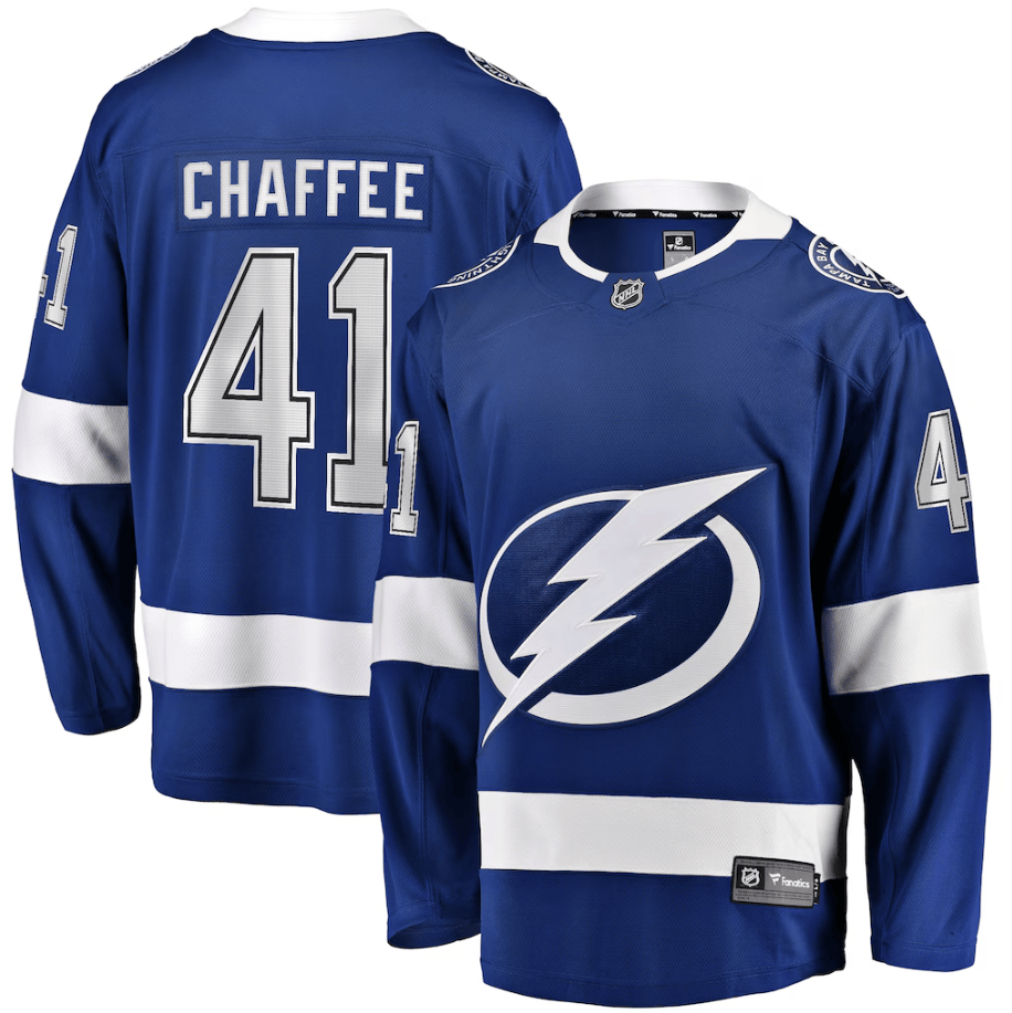 Mitchell Chaffee 41 Tampa Bay Lightning Home Premier Breakaway Player Jersey - Blue