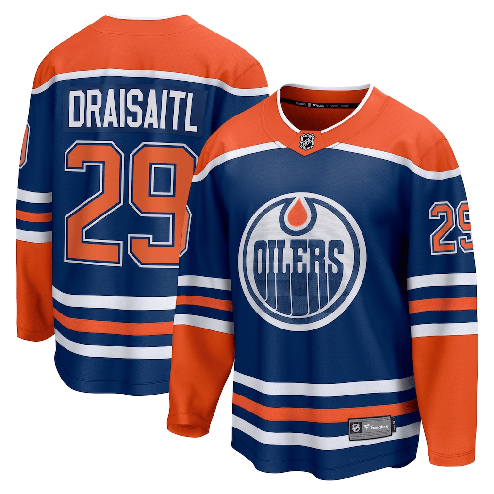 Leon Draisaitl 29 Edmonton Oilers Home Breakaway Men Jersey - Royal/Orange