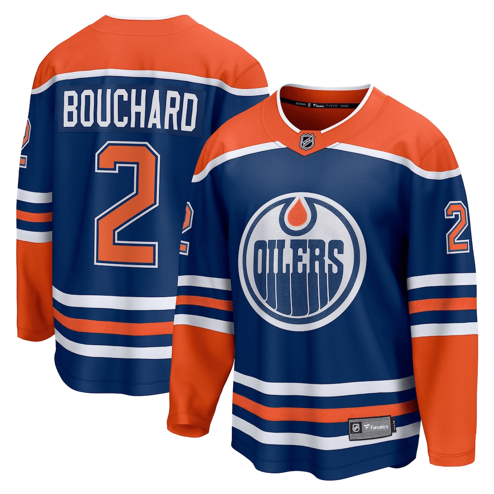 Evan Bouchard 2 Edmonton Oilers Home Breakaway Men Jersey - Royal/Orange