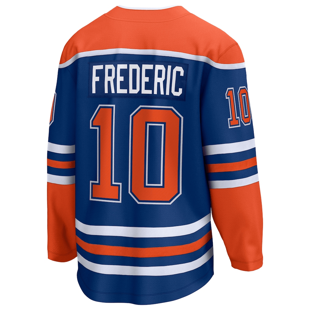Trent Frederic 10 Edmonton Oilers Home Breakaway Men Jersey - Royal/Orange