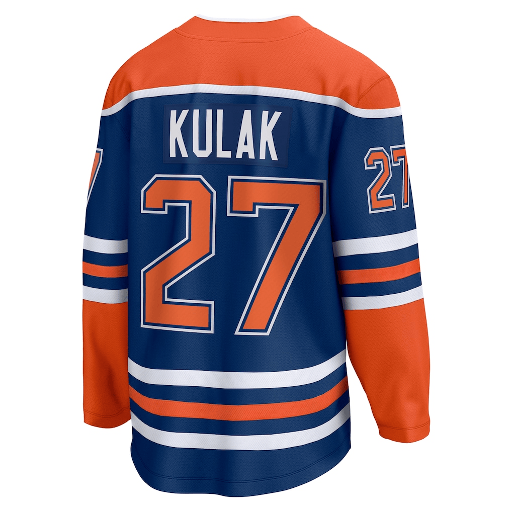 Brett Kulak 27 Edmonton Oilers Home Breakaway Men Jersey - Royal/Orange