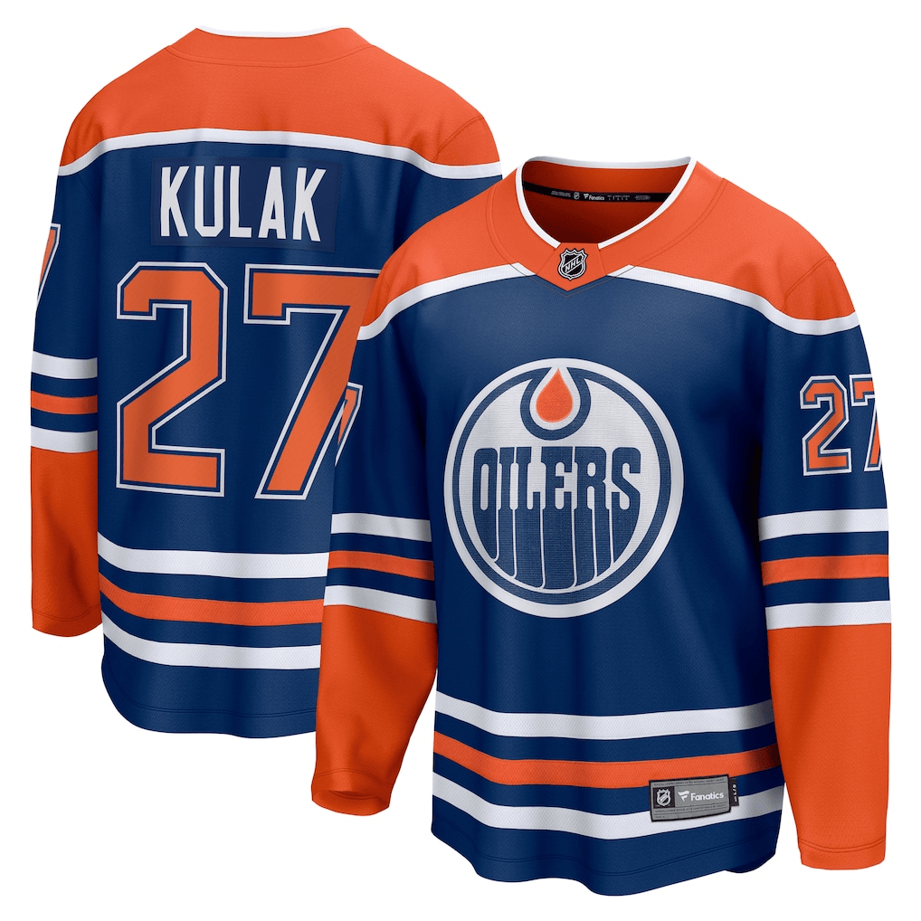 Brett Kulak 27 Edmonton Oilers Home Breakaway Men Jersey - Royal/Orange