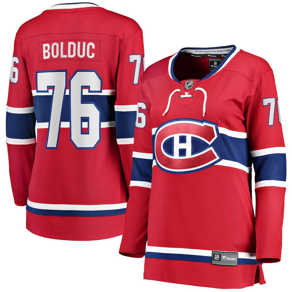 Zack Bolduc 76 Montreal Canadiens Women's Home Breakaway Jersey - Red