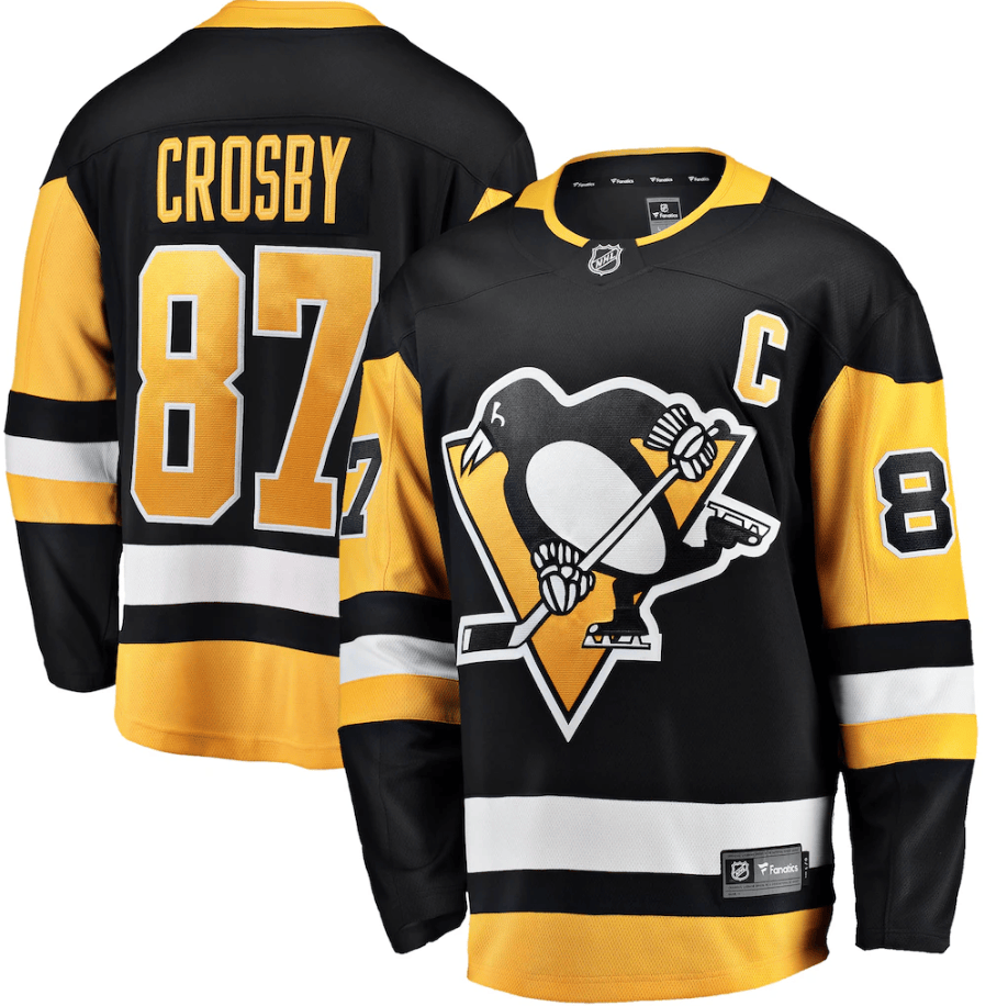 Sidney Crosby 87 Pittsburgh Penguins Captain Patch Home Breakaway Jersey - Black