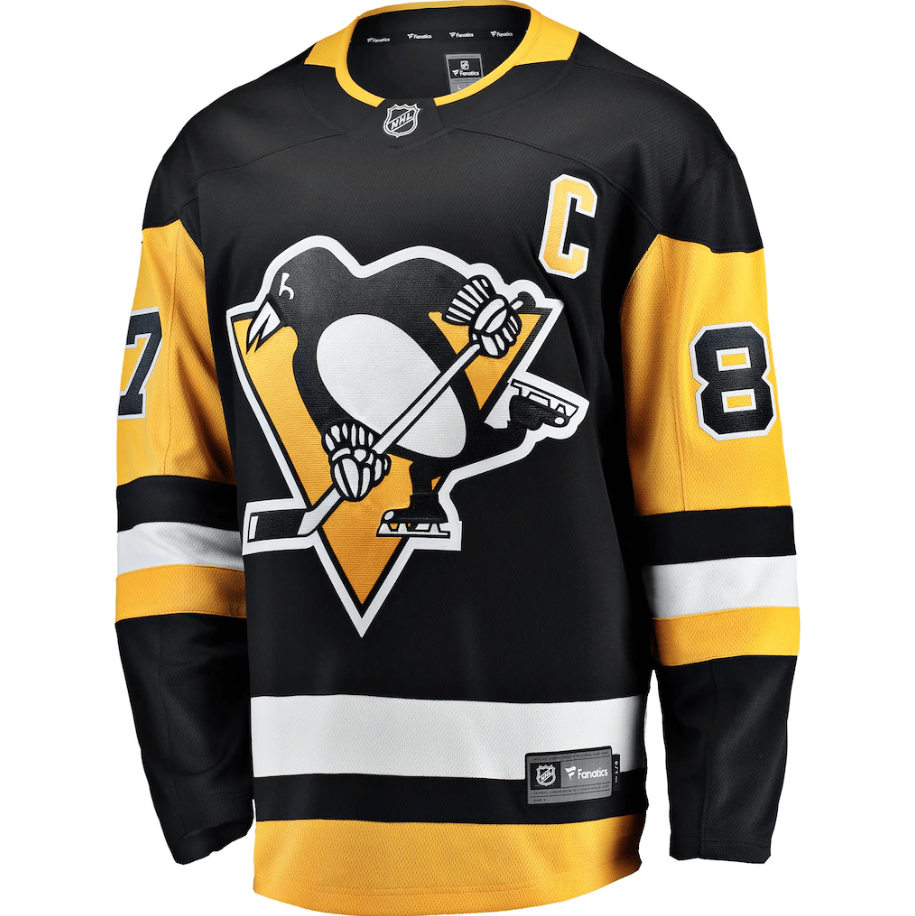 Sidney Crosby 87 Pittsburgh Penguins Captain Patch Home Breakaway Jersey - Black