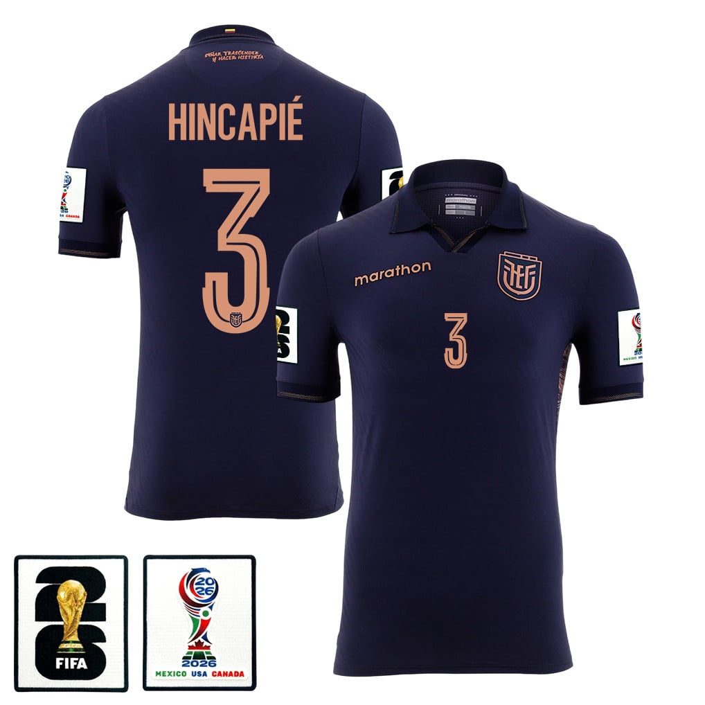 Piero Hincapié 3 Ecuador National Team 2026 Away Jersey - Navy, Men