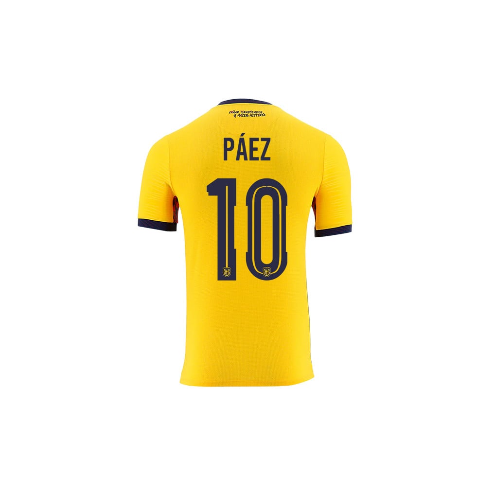 Kendry Páez 10 Youth Ecuador National Team 2026 Home Jersey - Yellow