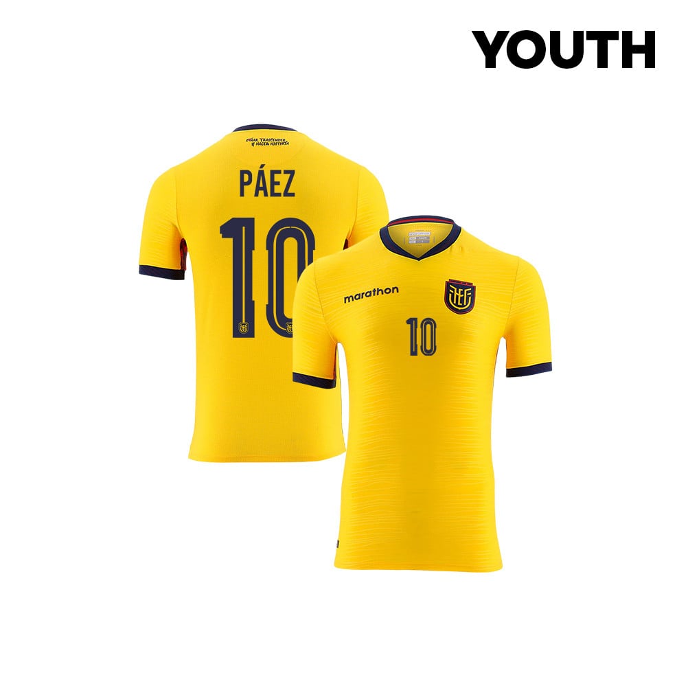 Kendry Páez 10 Youth Ecuador National Team 2026 Home Jersey - Yellow