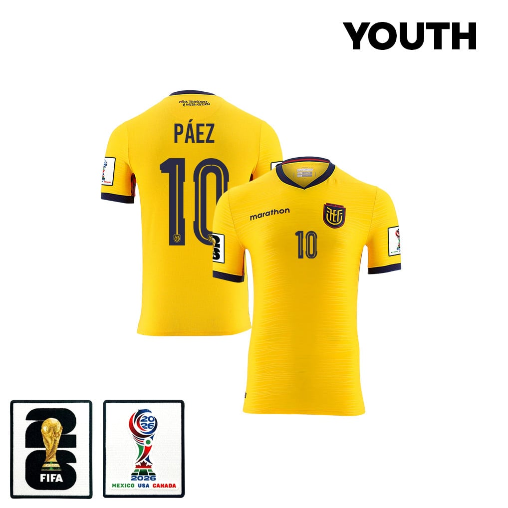 Kendry Páez 10 Youth Ecuador National Team 2026 Home Jersey - Yellow