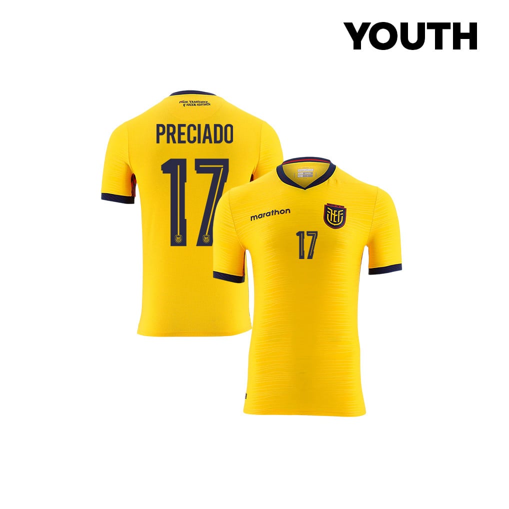 Angelo Preciado 17 Youth Ecuador National Team 2026 Home Jersey - Yellow