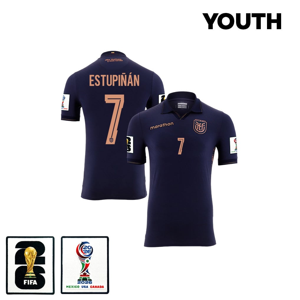 Pervis Estupiñán 7 Youth Ecuador National Team 2026 Away Jersey - Navy