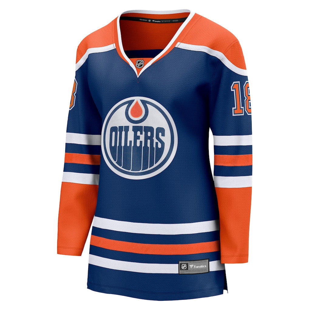 Zach Hyman 18 Edmonton Oilers Women's Home Breakaway Jersey - Orange/Royal